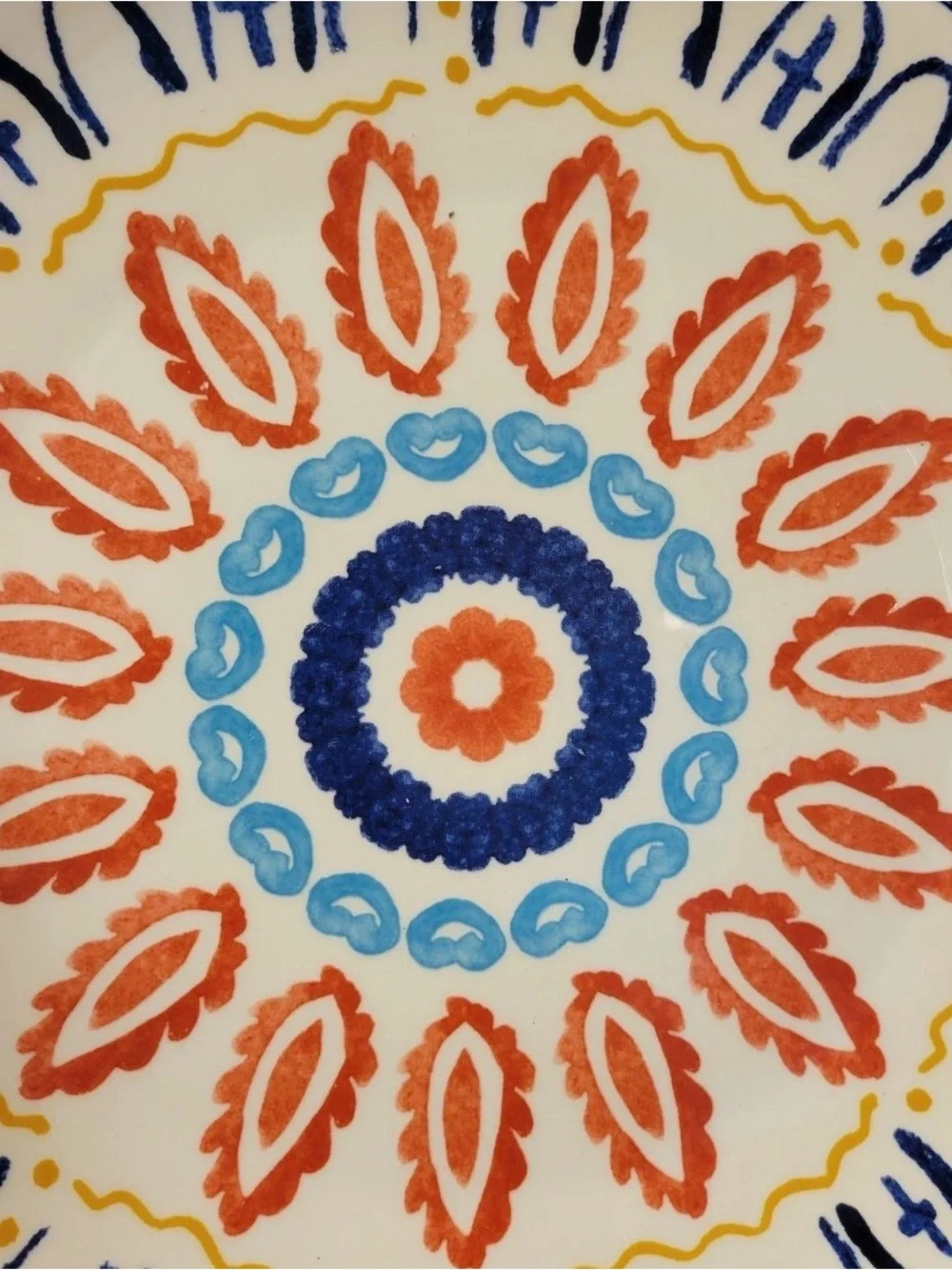 Hobby Lobby 4pk Medallion Dinner & Salad Plates Azteca Blue Red Spanish Tile
